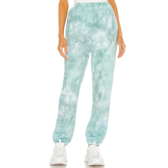Lovers + Friends Women Bradley Jogger in Teal Green Tie Dye Small Elastic Waist - Picture 3 of 10
